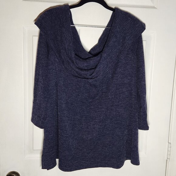 Lane Bryant - NEW - Blue Heathered Wide Cowl Neck Sweater - Size: 22/24 - Picture 2 of 6